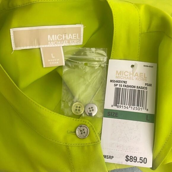 NEW Michael Kors Studded Pocket Sleeveless Button Front Top L - Picture 7 of 8